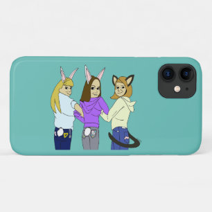 Capa Para iPhone 11 Dois coelhos e um gatinho