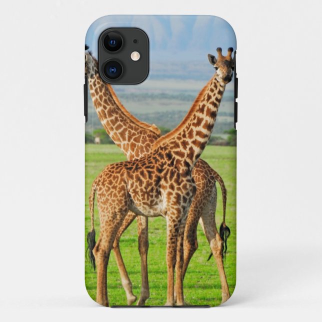 Capa Para iPhone 11 Dois girafas (Verso)
