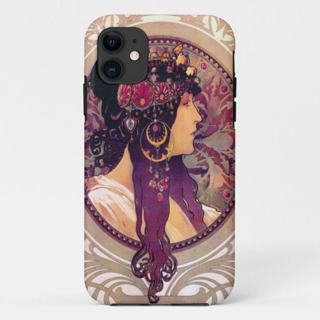 Capa Para iPhone 11 Donna Orechini por Alphonse Mucha (Verso)