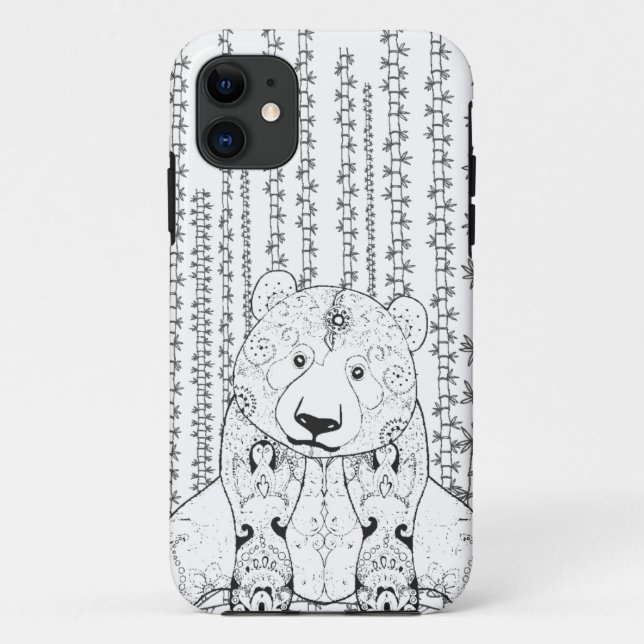 Capa Para iPhone 11 Doodle de bambu da panda (Verso)