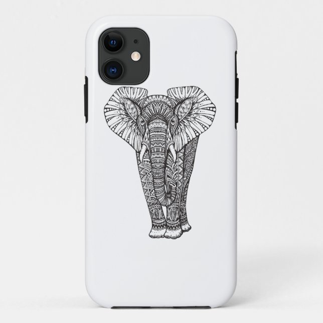 Capa Para iPhone 11 Doodle modelado fantasia do elefante (Verso)