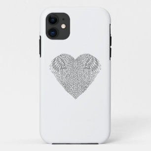 Capa Para iPhone 11 Doodle voado do coração