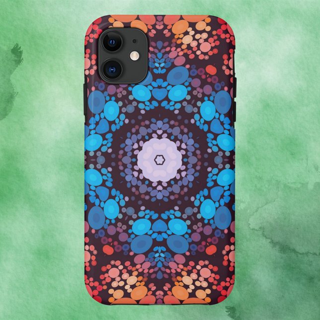 Capa Para iPhone 11 Dot Mandala Blue Red and Orange (Criador carregado)