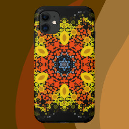 Capa Para iPhone 11 Dot Mandala Flor Amarelo Laranja e Azul