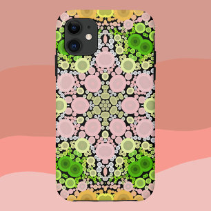 Capa Para iPhone 11 Dot Mandala Flor Amarelo Verde e Rosa