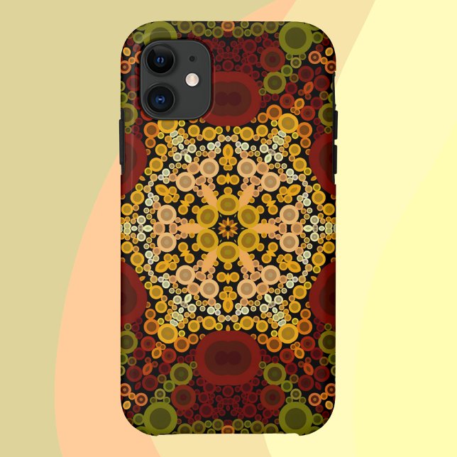 Capa Para iPhone 11 Dot Mandala Flor Amarelo Vermelho e Preto (Criador carregado)
