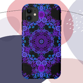 Capa Para iPhone 11 Dot Mandala Flor Azul e Roxo