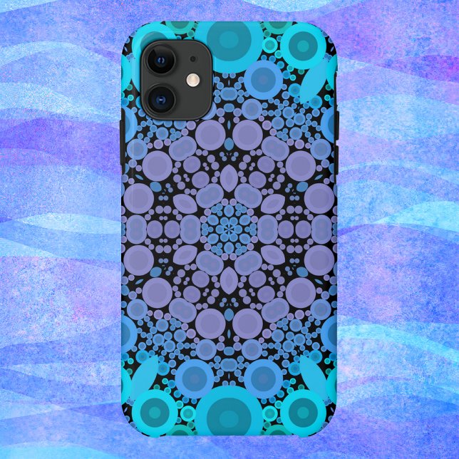 Capa Para iPhone 11 Dot Mandala Flor Azul Verde e Roxo (Criador carregado)