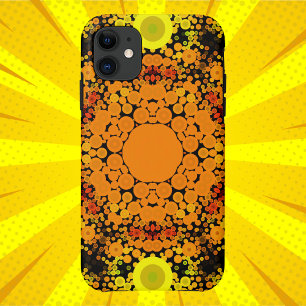 Capa Para iPhone 11 Dot Mandala Flor Laranja Amarelo e Verde