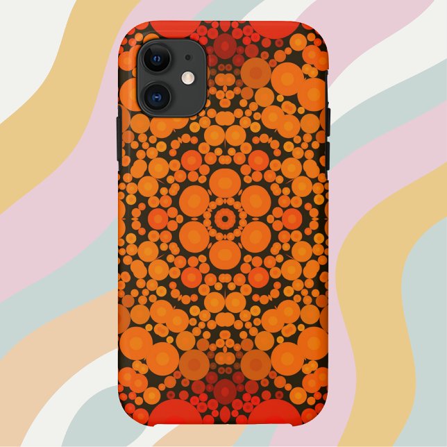 Capa Para iPhone 11 Dot Mandala Flor Laranja e Preto (Criador carregado)