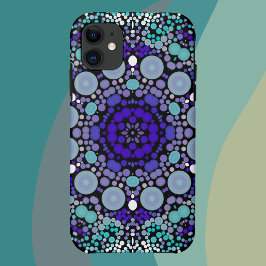 Capa Para iPhone 11 Dot Mandala Flor Puro Azul e Branco