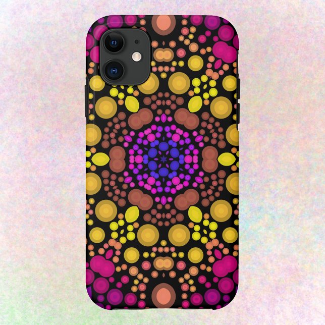 Capa Para iPhone 11 Dot Mandala Flor Puro e Amarelo (Criador carregado)