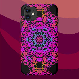 Capa Para iPhone 11 Dot Mandala Flor Rosa Azul e Laranja