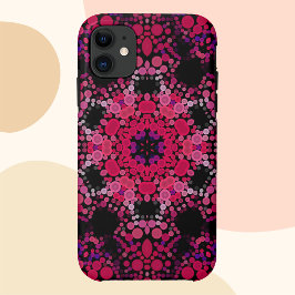 Capa Para iPhone 11 Dot Mandala Flor Rosa e Roxo