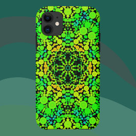 Capa Para iPhone 11 Dot Mandala Flor Verde Laranja e Amarelo