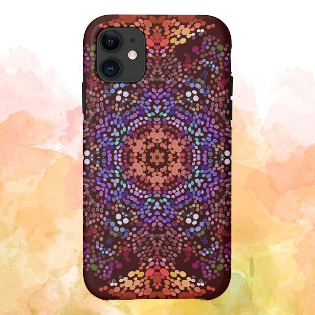 Capa Para iPhone 11 Dot Mandala Orange Blue e Purple (Criador carregado)