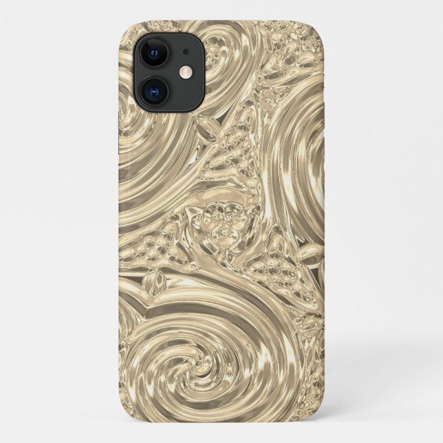 Capa Para iPhone 11 Dourada arte vitoriana vitoriana nouveau (Verso)
