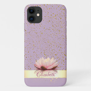 Capa Para iPhone 11 Dourada Confetti Stripe Lotus