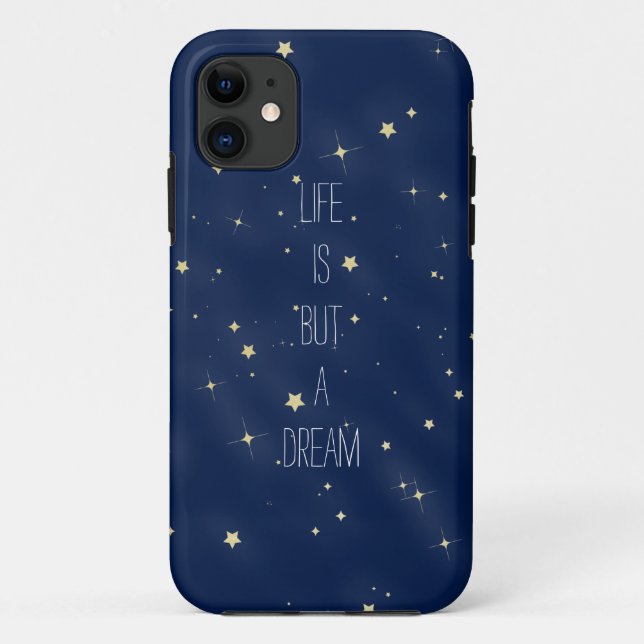 Capa Para iPhone 11 Douradas estrelas A vida é um sonho (Verso)