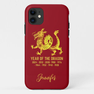 Capa Para iPhone 11 Dourado Ano De Gradiente Do Dragão Vermelho Zodiac