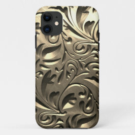 Capa Para iPhone 11 Dourado elegante abstrato de aspecto metálico grav