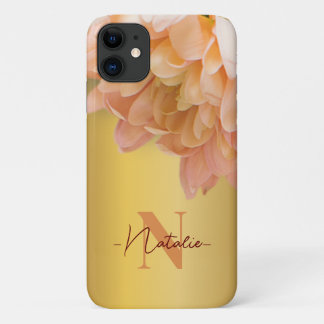 Capa Para iPhone 11 Dourado fundo luxuoso monograma