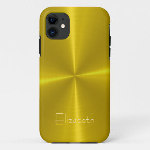 Capa Para iPhone 11 Dourado metal de aço brilhante