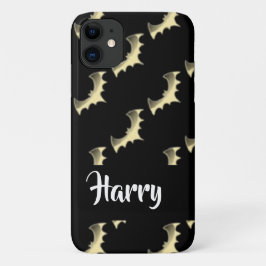 Capa Para iPhone 11 Dourados morcegos em preto