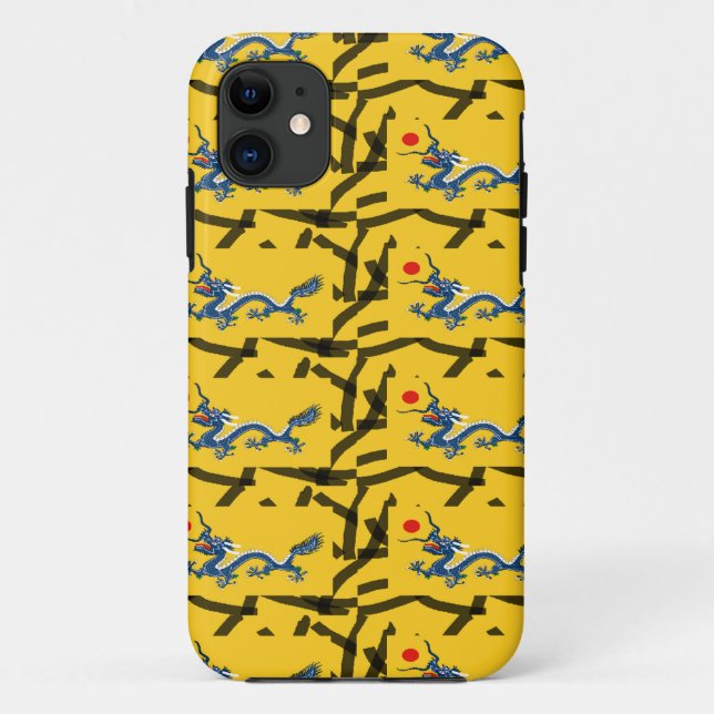 Capa Para iPhone 11 dragão azul em amarelo (Verso)