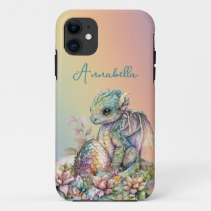 Capa Para iPhone 11 Dragão-Bebê-Cute Ovo no Arco-Íris