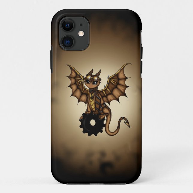 Capa Para iPhone 11 Dragão de Steampunk (Verso)