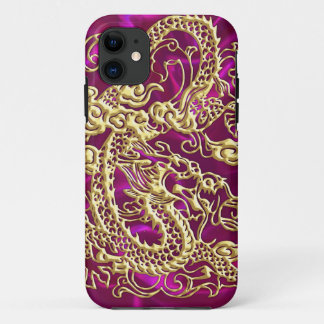 Capa Para iPhone 11 Dragão Dourado magenta-capas de iphone