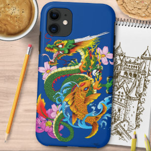 Capa Para iPhone 11 Dragão e Koi
