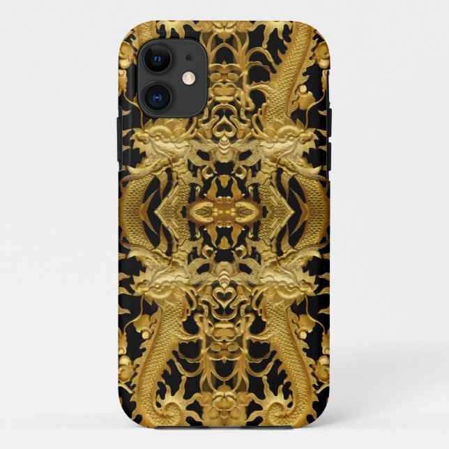 Capa Para iPhone 11 dragão ouro (Verso)