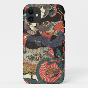 Capa Para iPhone 11 Dragão vermelho japonês do vintage