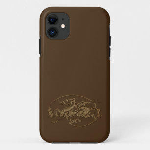 Capa Para iPhone 11 Dragão Vintage do Velho Mundo em Castanho Profundo