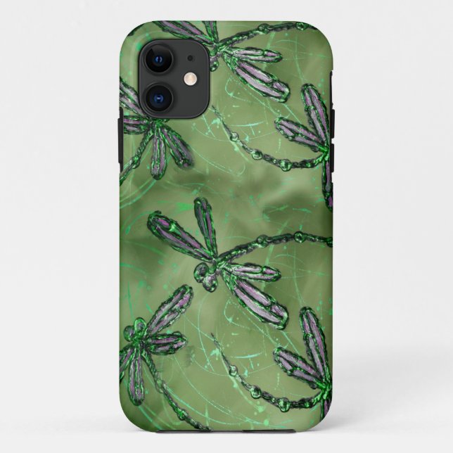Capa Para iPhone 11 Dragões Roxos em Verde Suave (Verso)