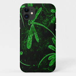 Capa Para iPhone 11 Dragonflies Neon Green