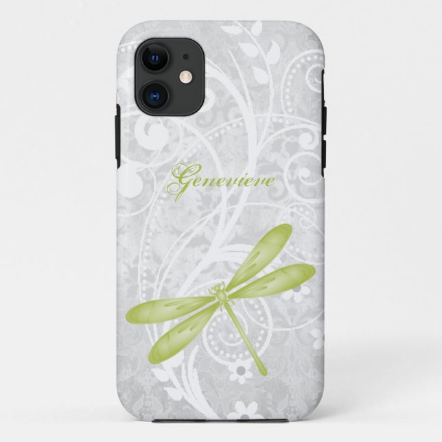 Capa Para iPhone 11 Dragonfly Verde Personalizada (Verso)