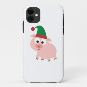 Capa Para iPhone 11 Duende bonito do Natal do porco