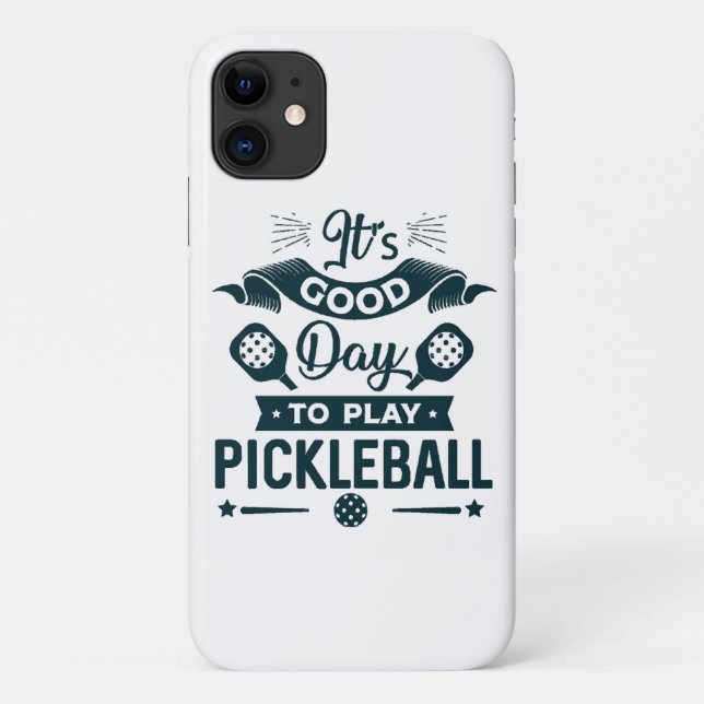 Capa Para iPhone 11 É um bom dia para jogar Pickleball (Verso)