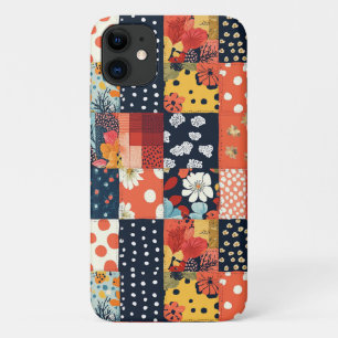 Capa Para iPhone 11 Eclético Floral Patchwork Azul Coral Cottage