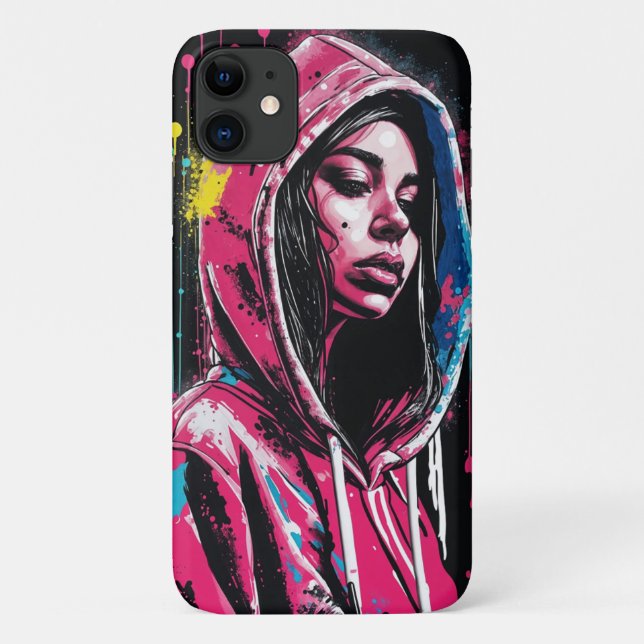 Capa Para iPhone 11 Edgy Grafite Girl (Verso)