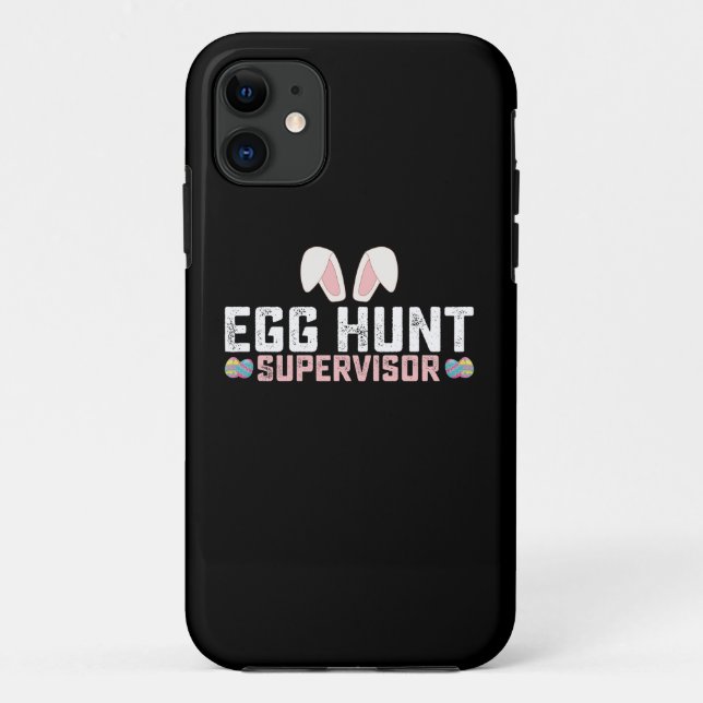 Capa Para iPhone 11 Egg Hunt Supervisor Engraçado Coelho da Páscoa (Verso)