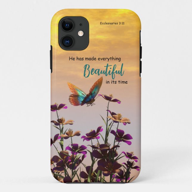 Capa Para iPhone 11 Ele Fez Tudo Bela Borboleta (Verso)