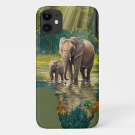 Capa Para iPhone 11 Elefante Atravessa Águas Africanas