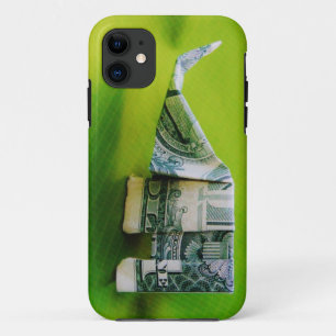Capa Para iPhone 11 Elefante do origami da nota de dólar no fundo