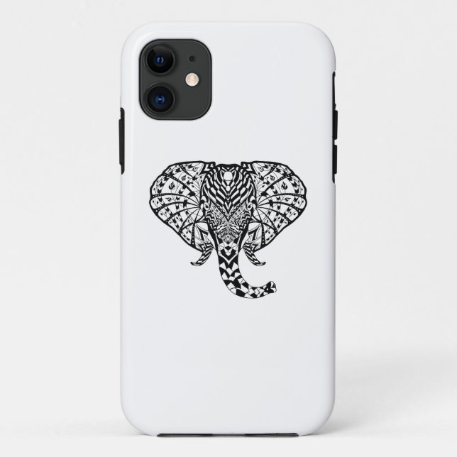 Capa Para iPhone 11 Elefante étnico do teste padrão (Verso)