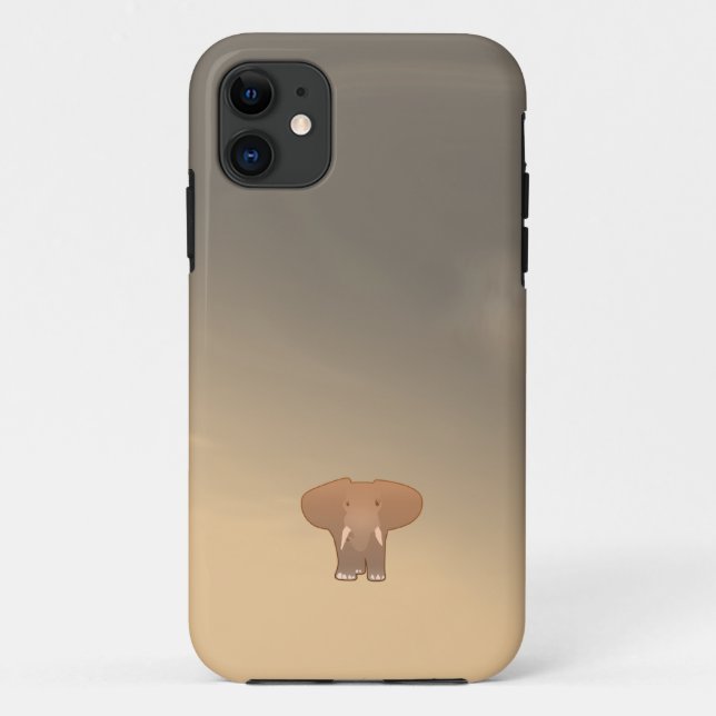 Capa Para iPhone 11 Elefante pequeno minúsculo em Sahara (Verso)