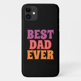 Capa Para iPhone 11 Elegant black &purple retro best dad ever